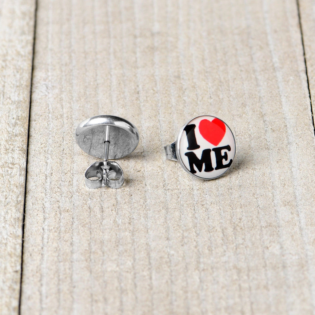 BodyCandy I Love Me Stud Earrings by Onyx O — back view