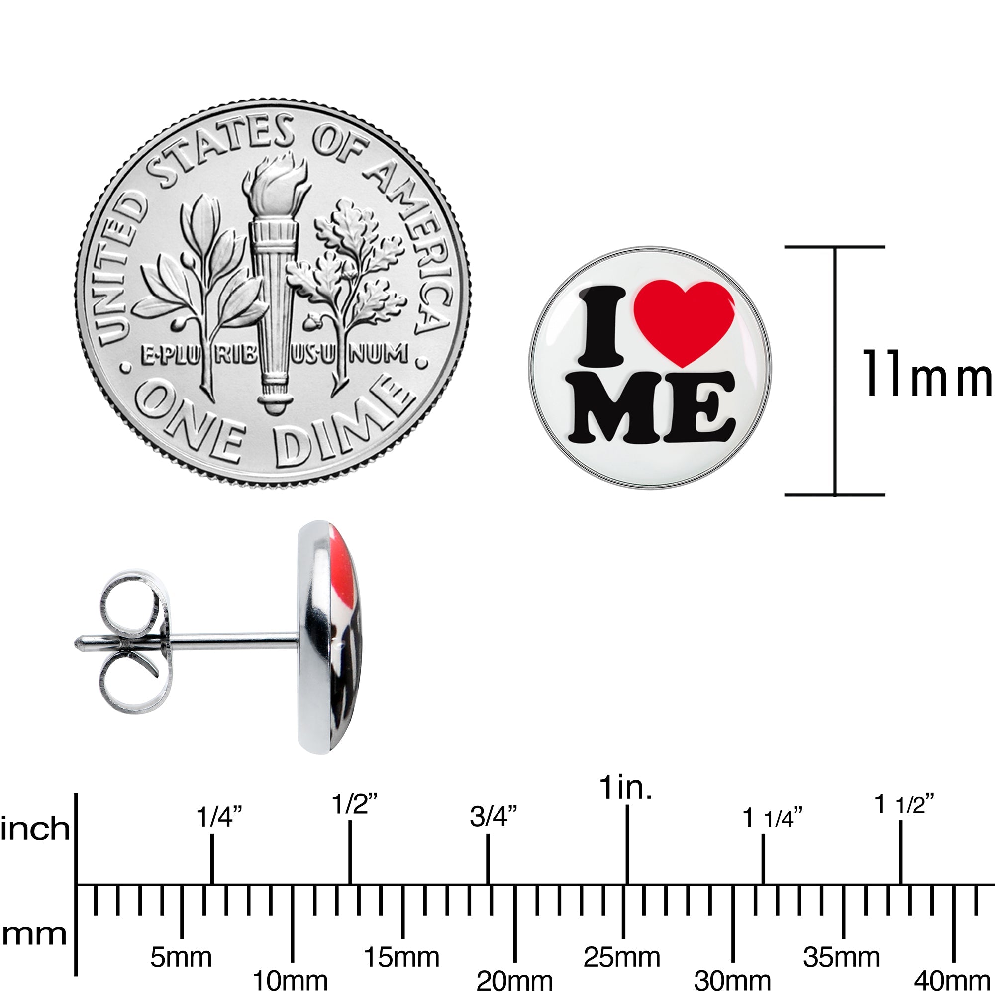 BodyCandy I Love Me Stud Earrings by Onyx O — alternative angle