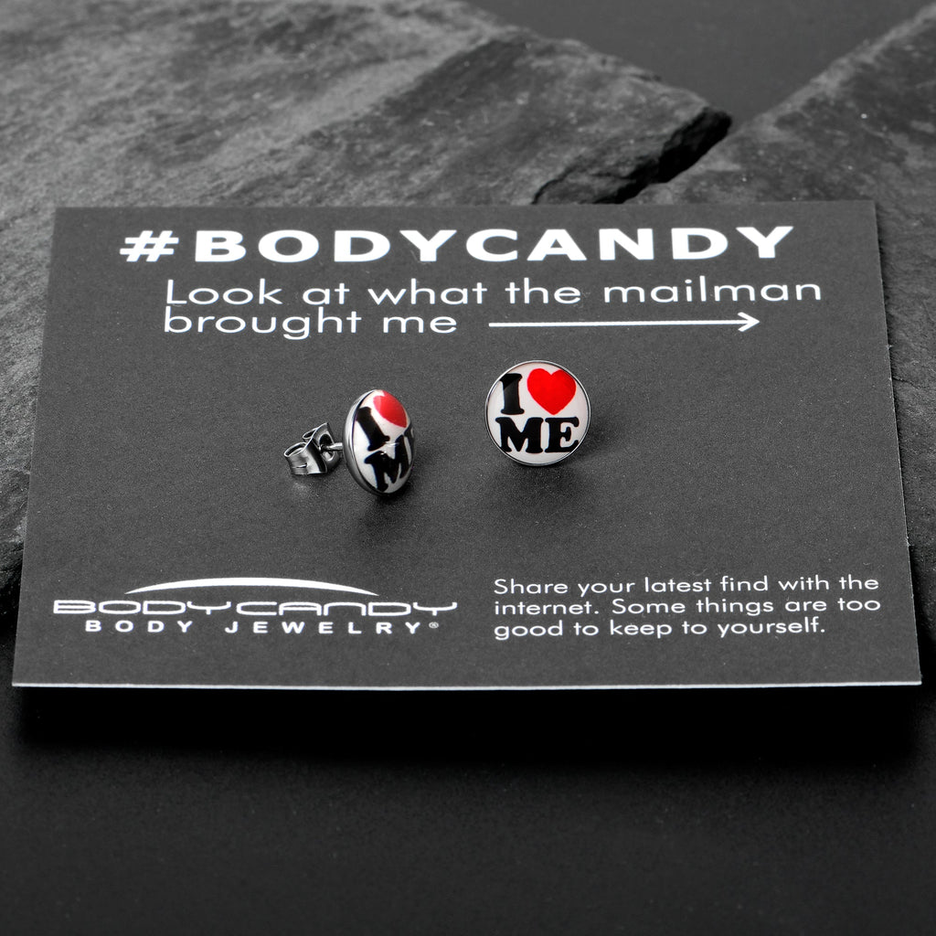 BodyCandy I Love Me Stud Earrings by Onyx O — in-use photo