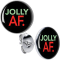 BodyCandy Jolly AF Festive Holiday Christmas Stud Earrings by Onyx O — main product shot