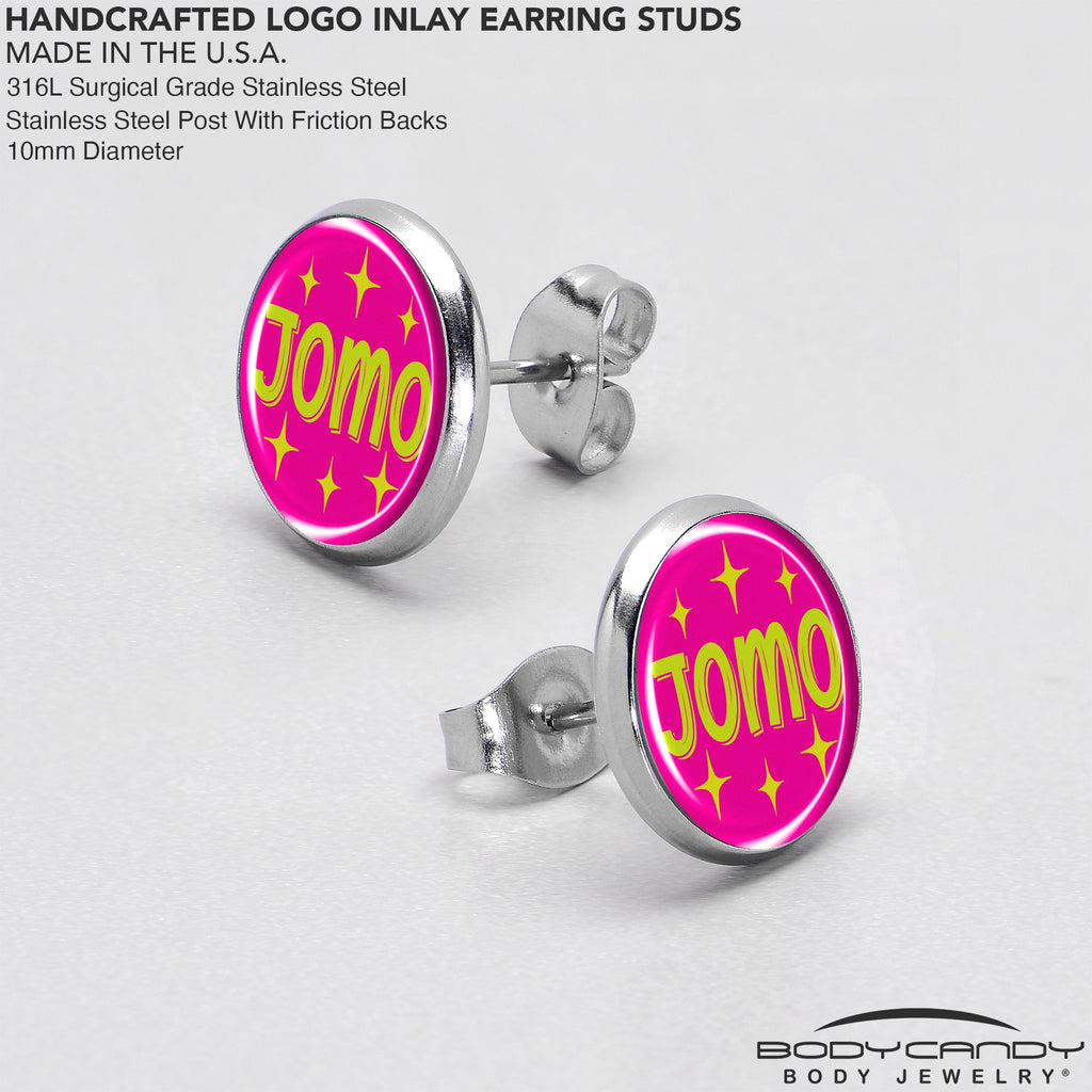 BodyCandy Pink JOMO Stud Earrings by Onyx O — in-use photo