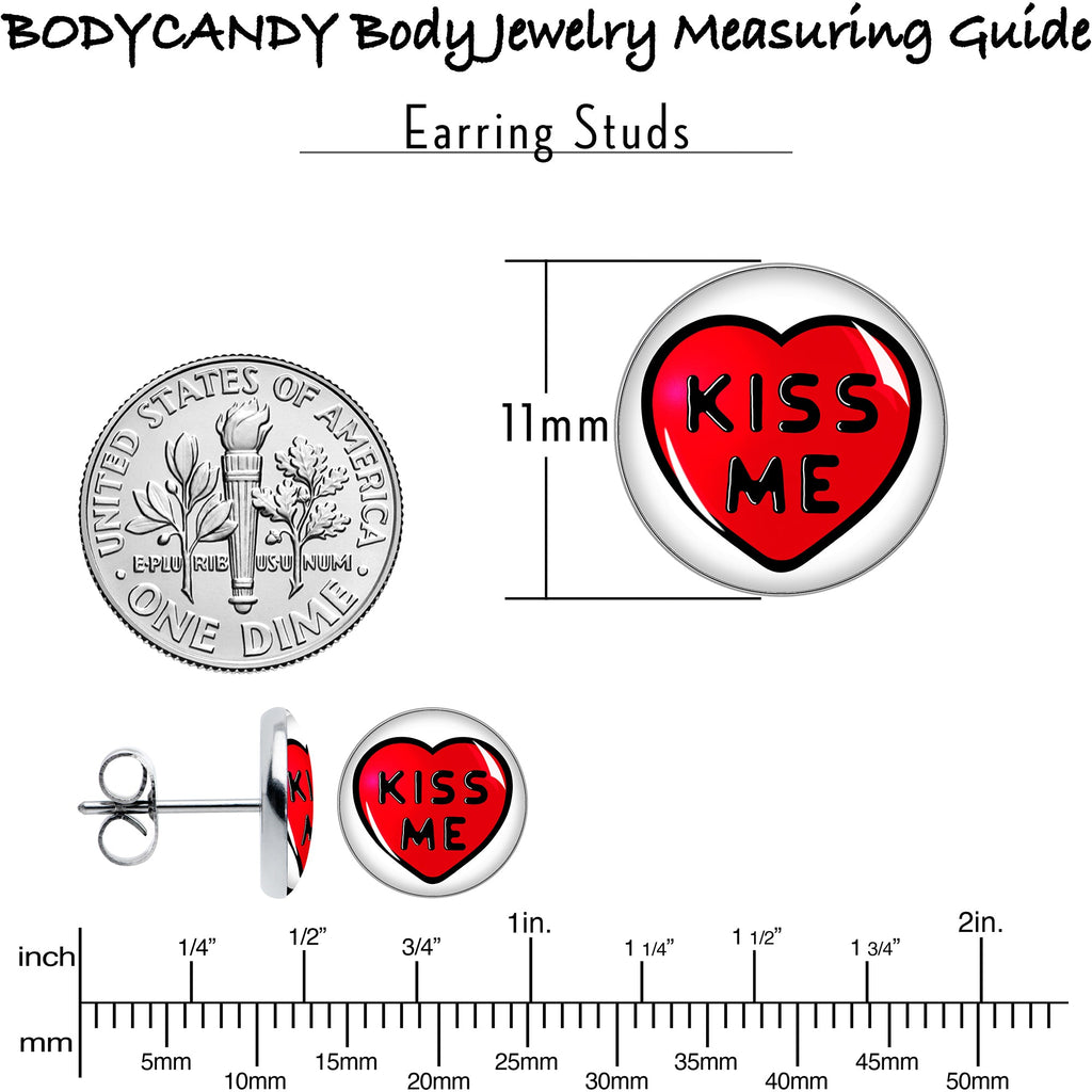 BodyCandy Kiss Me Candy Heart Stud Earrings by Onyx O — alternative angle