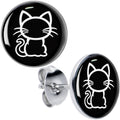 BodyCandy Black and White Kitty Cat Stud Earrings by Onyx O — main product shot