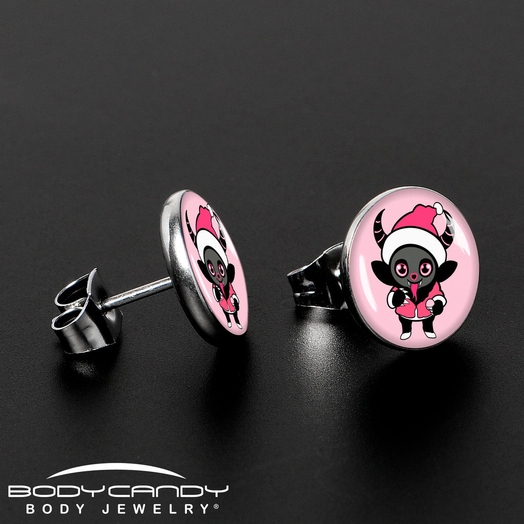 BodyCandy Krampus Cutie Christmas Holiday Stud Earrings by Onyx O — lifestyle context