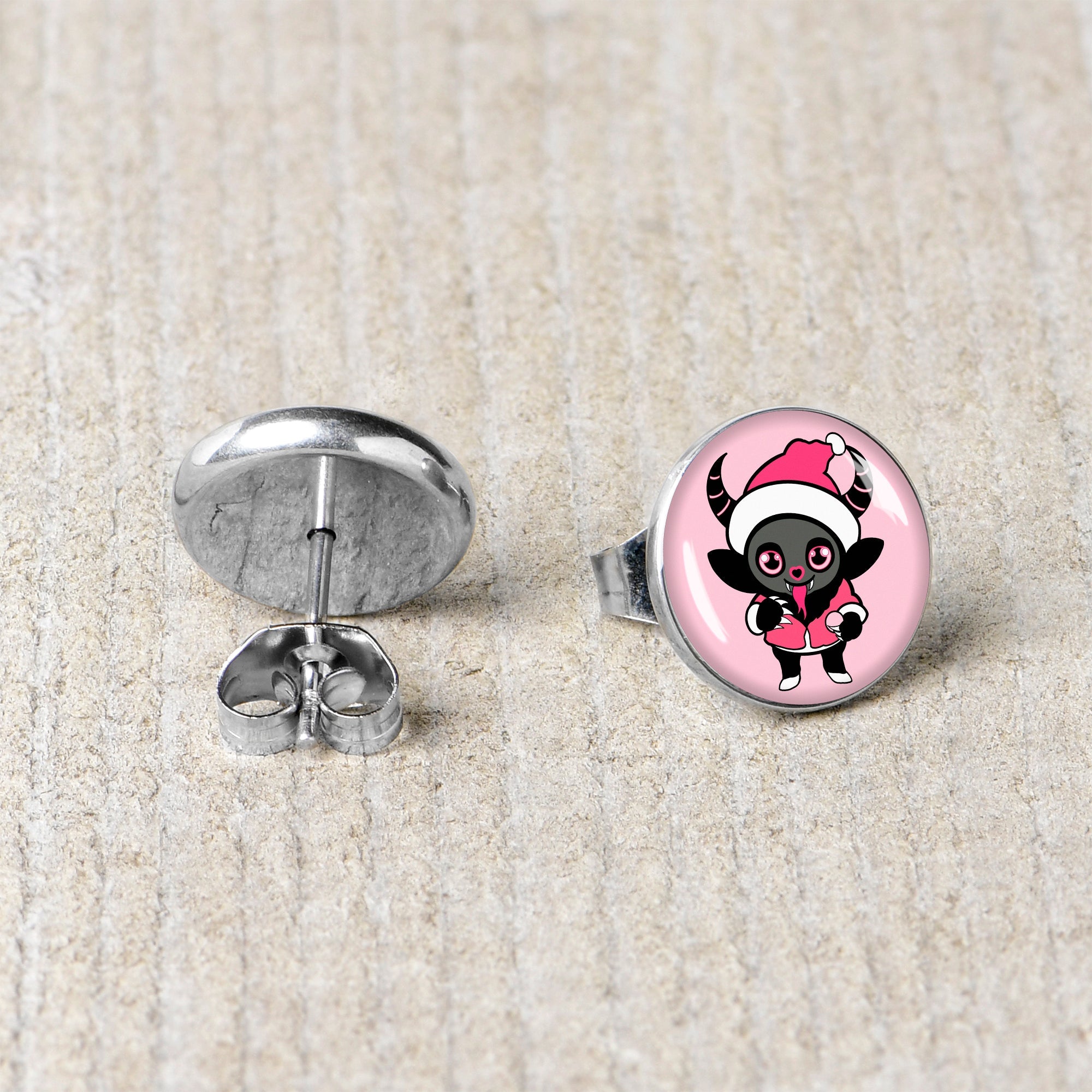 BodyCandy Krampus Cutie Christmas Holiday Stud Earrings by Onyx O — back view