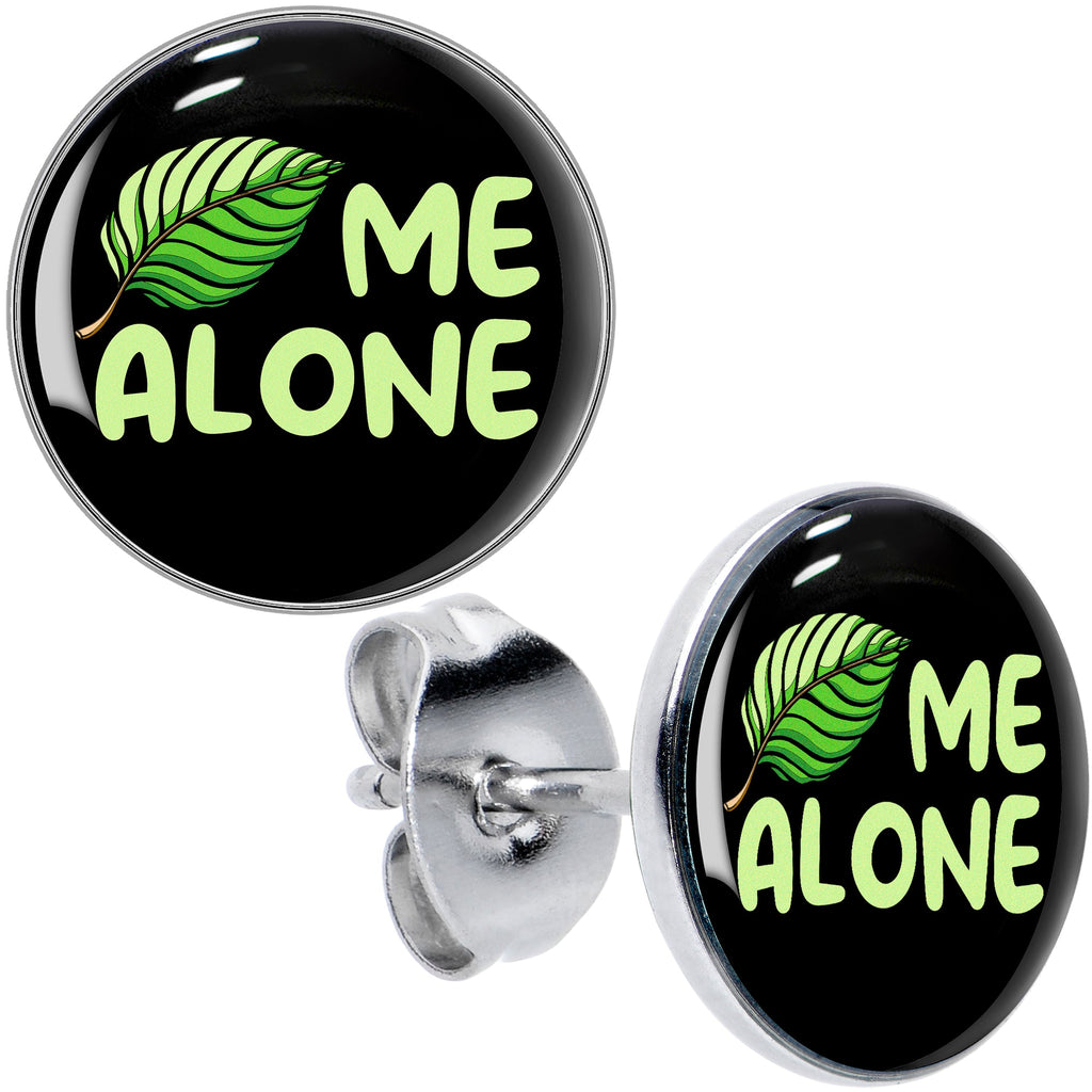 BodyCandy Black Green Leaf Me Alone Stud Earrings by Onyx O — main product shot