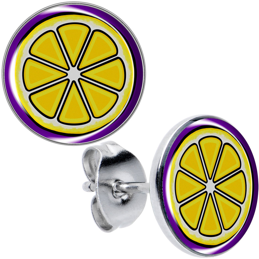BodyCandy Yellow Slice of Lemon Stud Earrings by Onyx O — main product shot