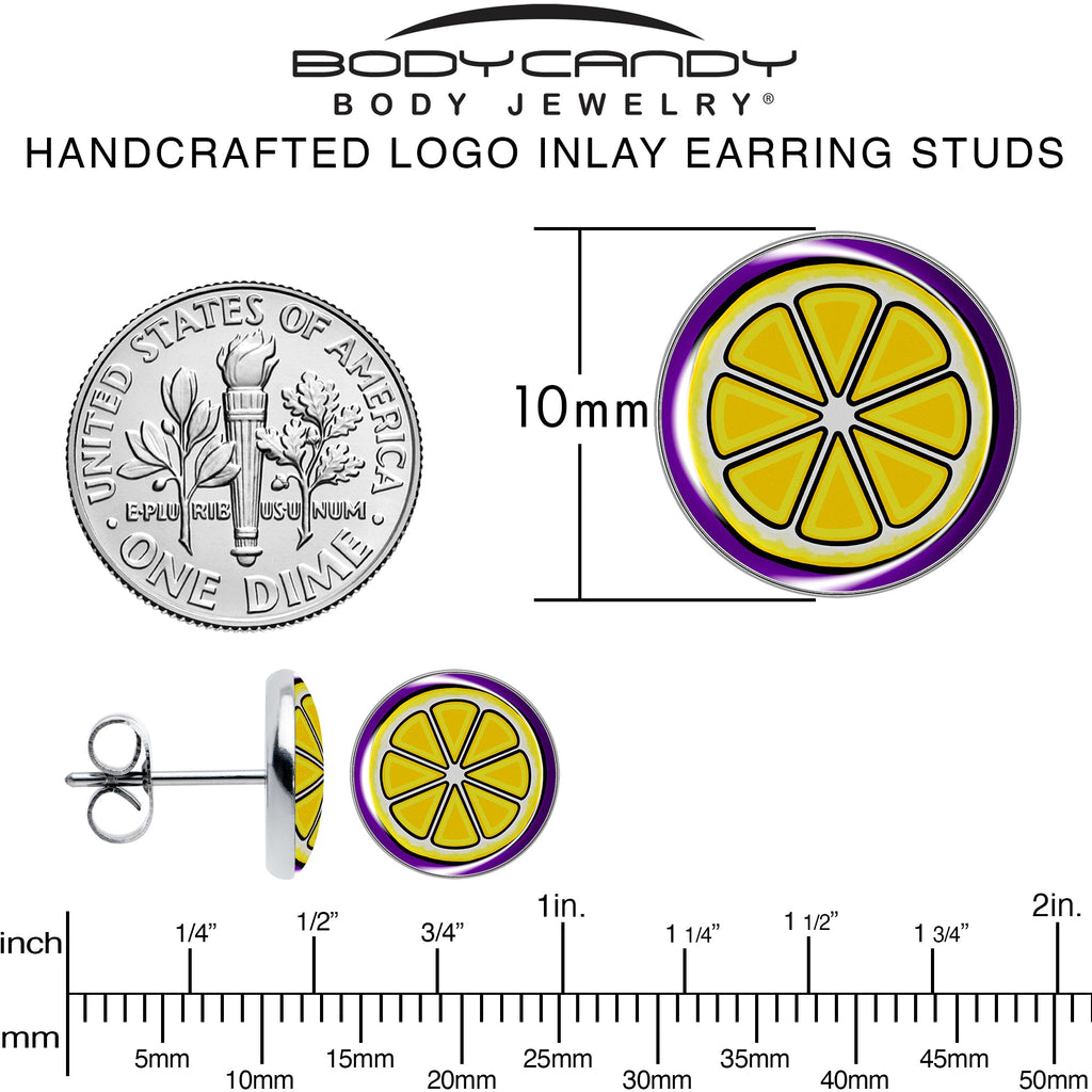 BodyCandy Yellow Slice of Lemon Stud Earrings by Onyx O — alternative angle