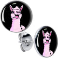 BodyCandy Pink Happy Llama Stud Earrings by Onyx O — main product shot