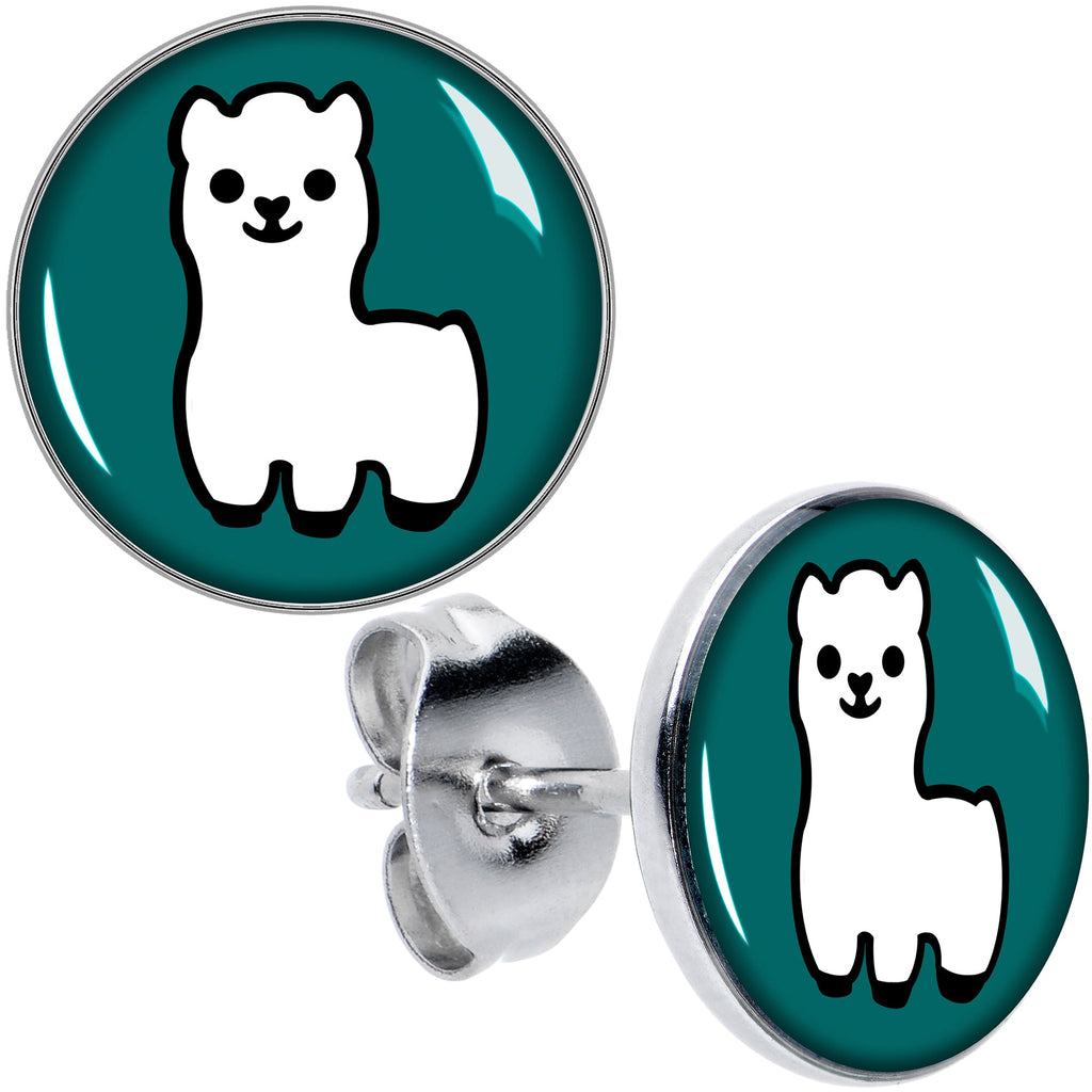 BodyCandy White Llama Stud Earrings by Onyx O — main product shot