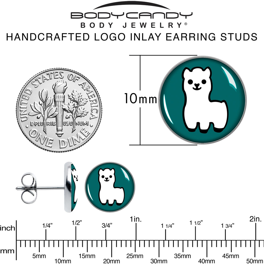 BodyCandy White Llama Stud Earrings by Onyx O — alternative angle