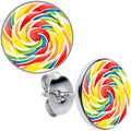 BodyCandy Rainbow Swirl Lollipop Stud Earrings by Onyx O — main product shot
