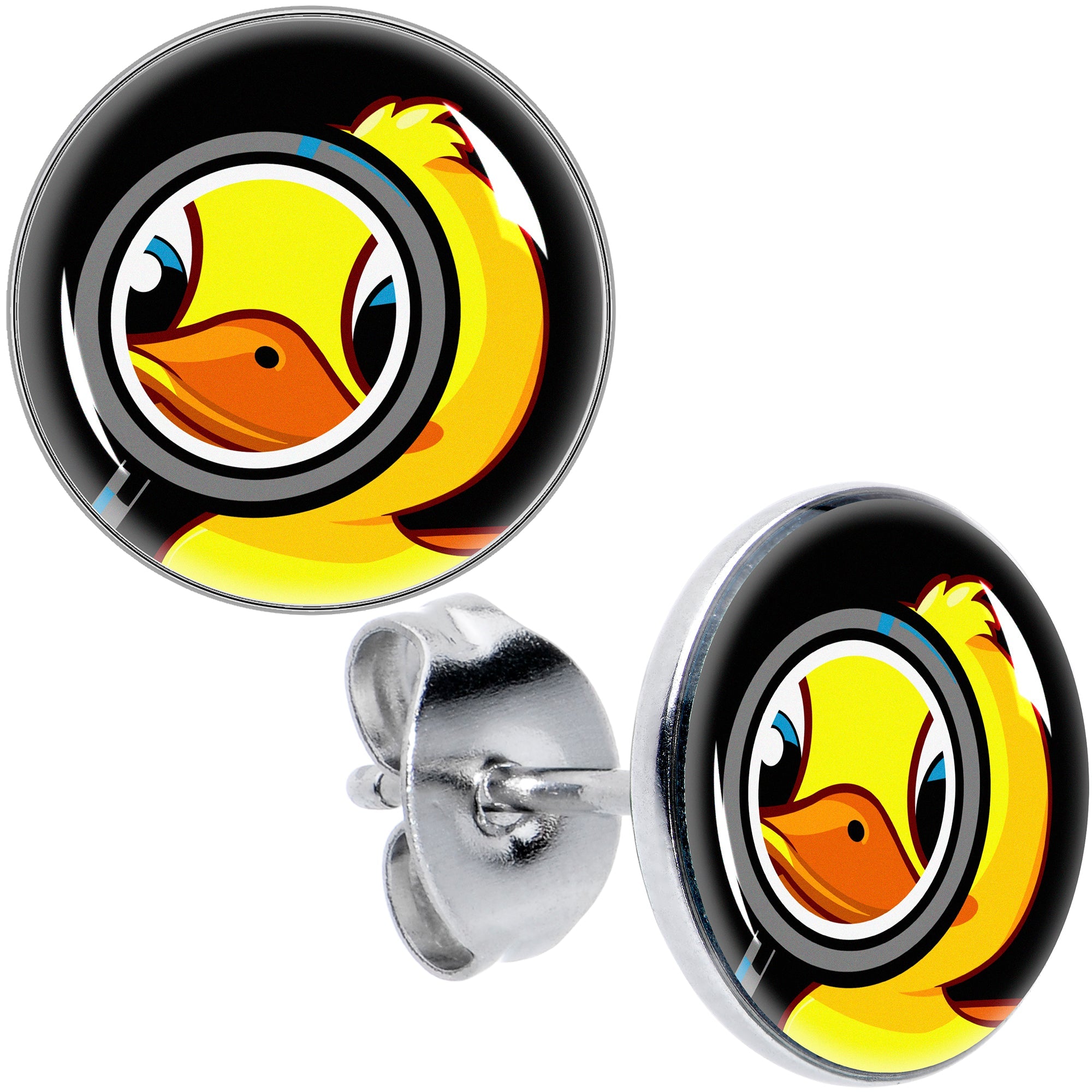BodyCandy Magnified Yellow Duck Stud Earrings by Onyx O — main product shot