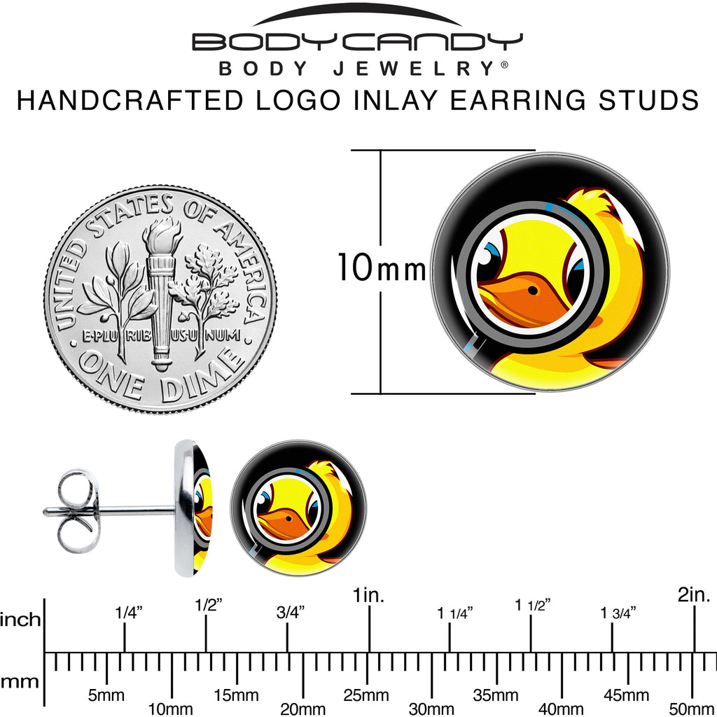 BodyCandy Magnified Yellow Duck Stud Earrings by Onyx O — alternative angle