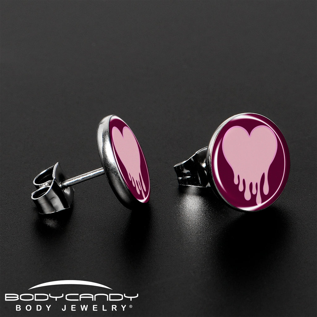 BodyCandy Pinkish Melting Heart Stud Earrings by Onyx O — lifestyle context