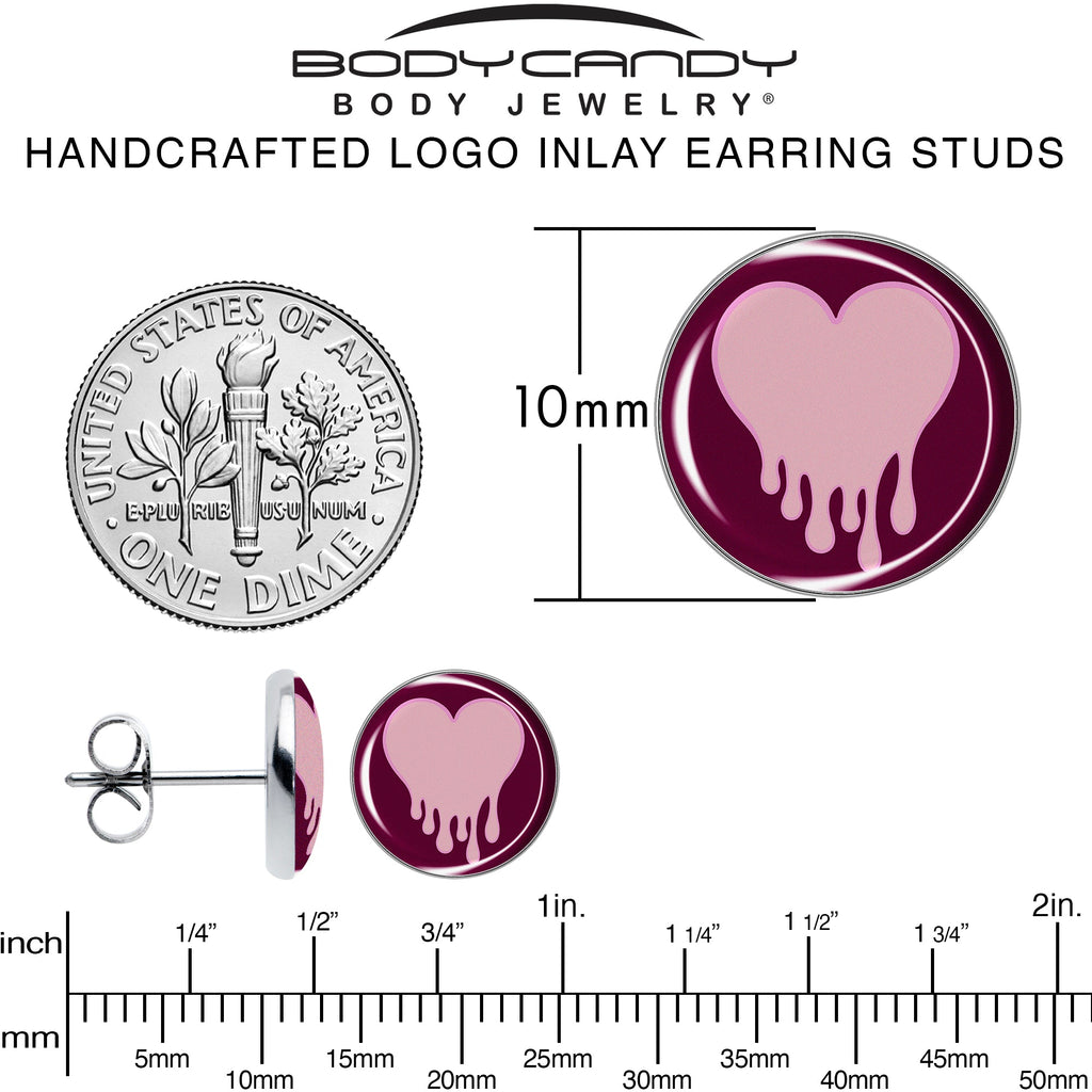 BodyCandy Pinkish Melting Heart Stud Earrings by Onyx O — alternative angle