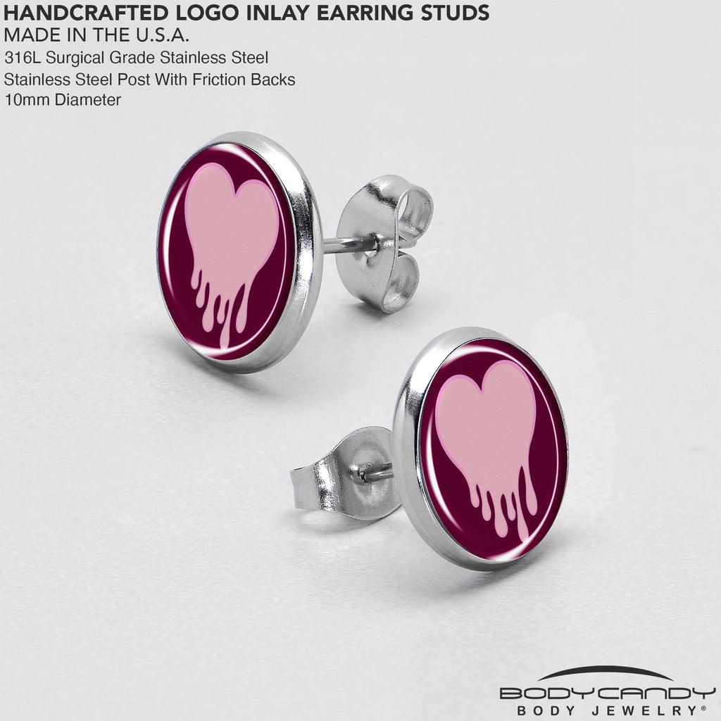 BodyCandy Pinkish Melting Heart Stud Earrings by Onyx O — in-use photo