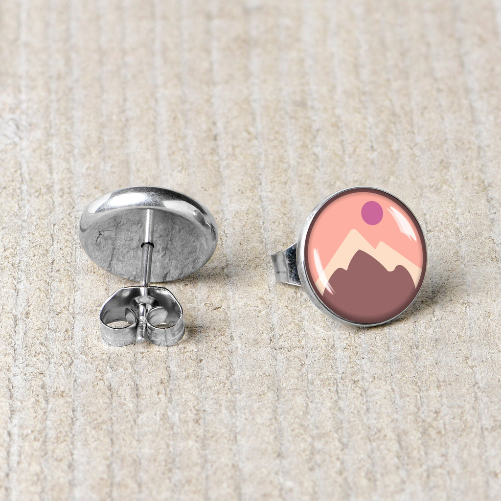 BodyCandy Mountain Sunrise Stud Earrings by Onyx O — back view