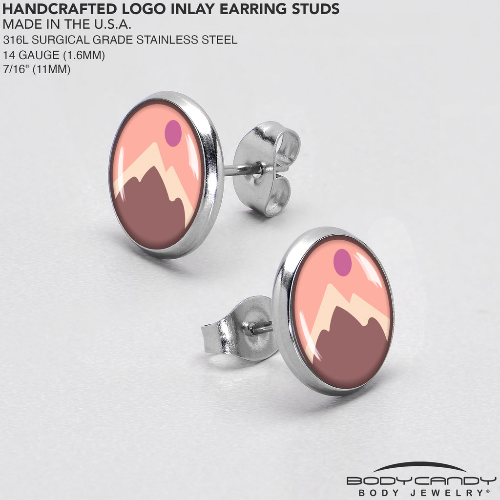 BodyCandy Mountain Sunrise Stud Earrings by Onyx O — in-use photo