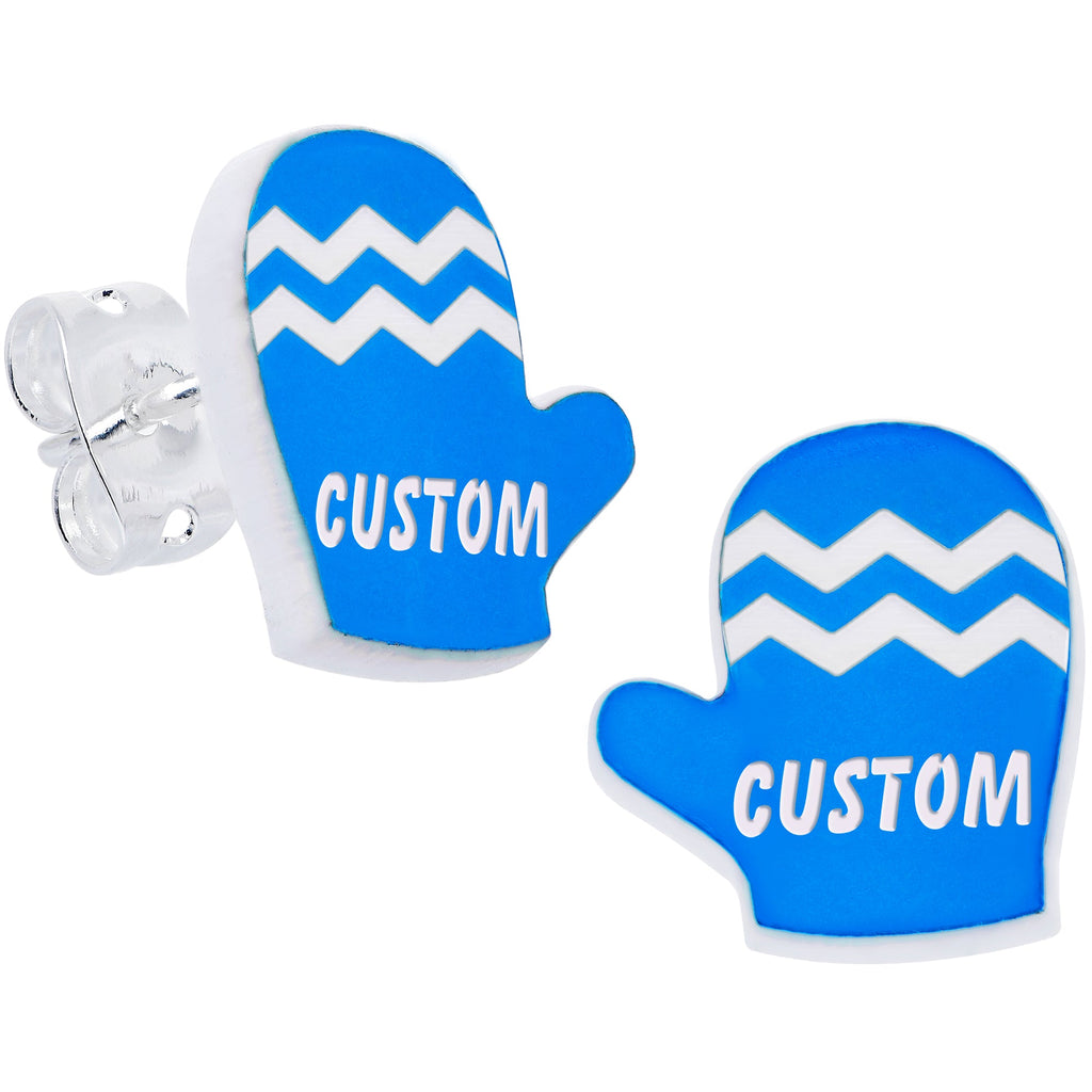BodyCandy Custom Holiday Mittens Personalized Stud Earrings — lifestyle context