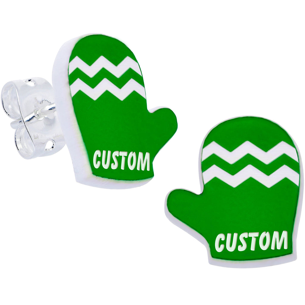 BodyCandy Custom Holiday Mittens Personalized Stud Earrings — back view