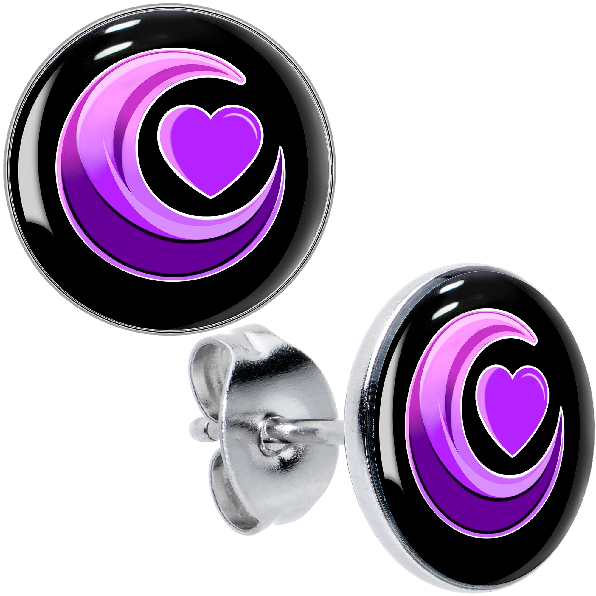BodyCandy Crescent Moon Heart Stud Earrings by Onyx O — main product shot