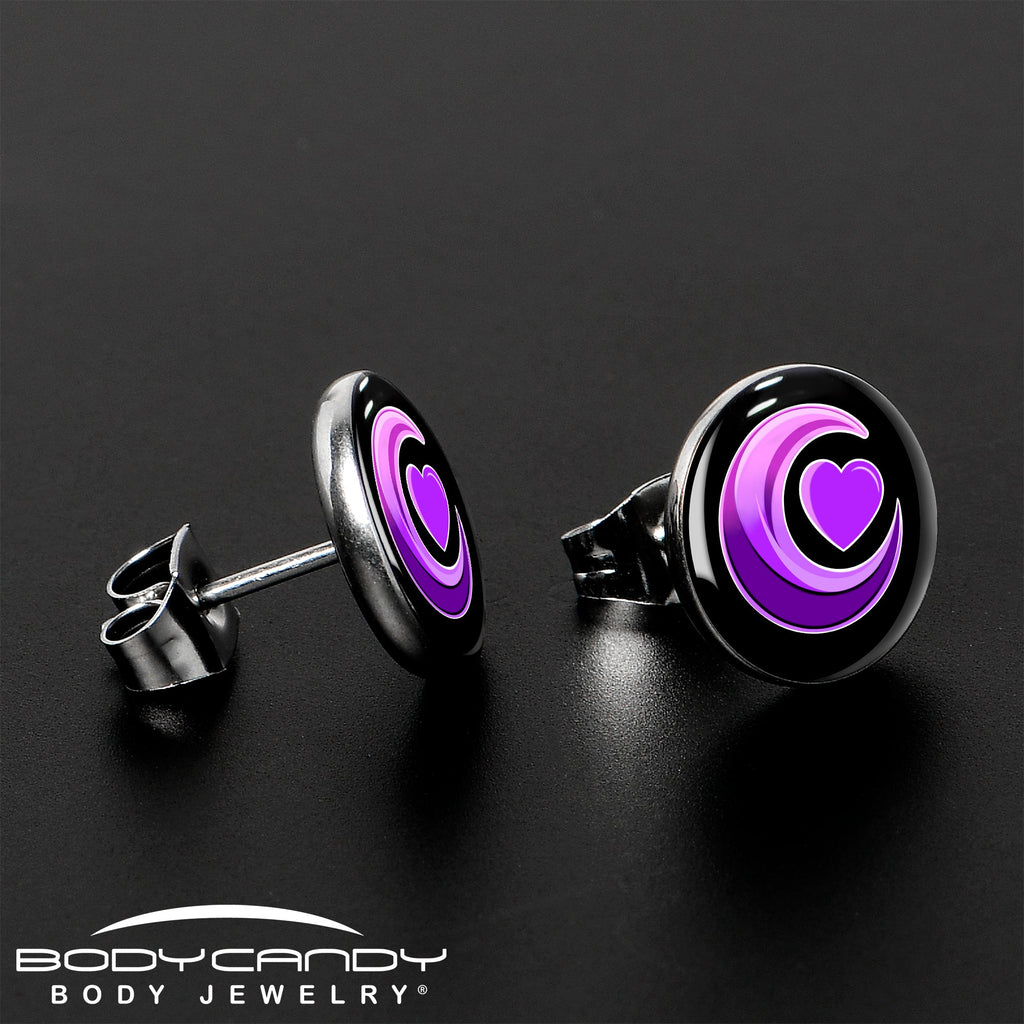 BodyCandy Crescent Moon Heart Stud Earrings by Onyx O — lifestyle context