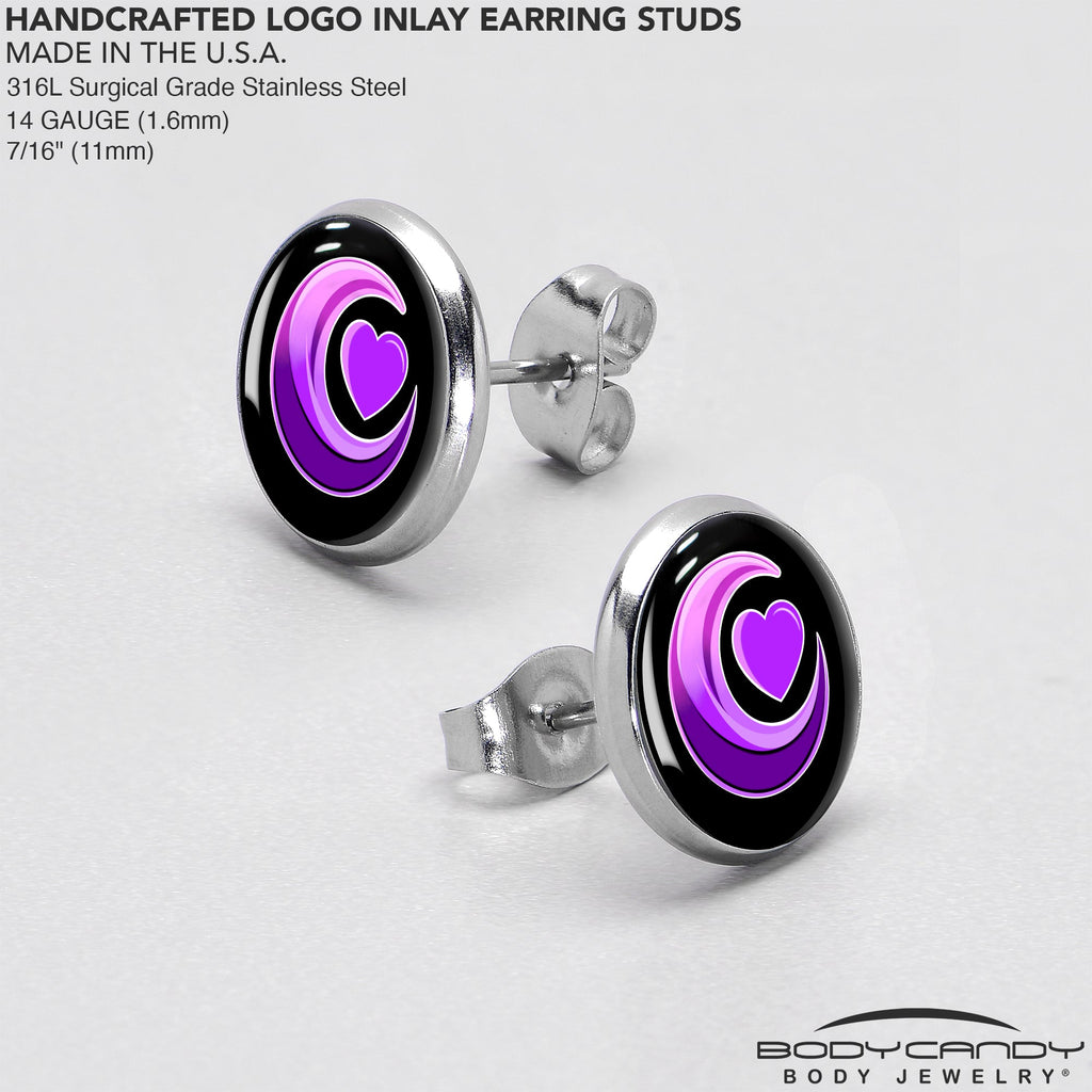 BodyCandy Crescent Moon Heart Stud Earrings by Onyx O — in-use photo
