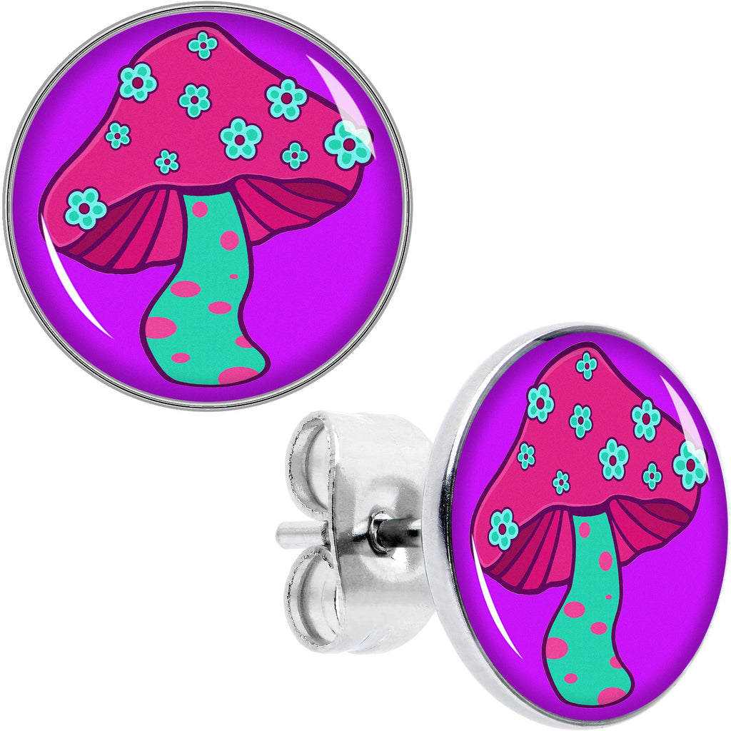 BodyCandy Funky Floral Mushroom Stud Earrings by Onyx O — main product shot