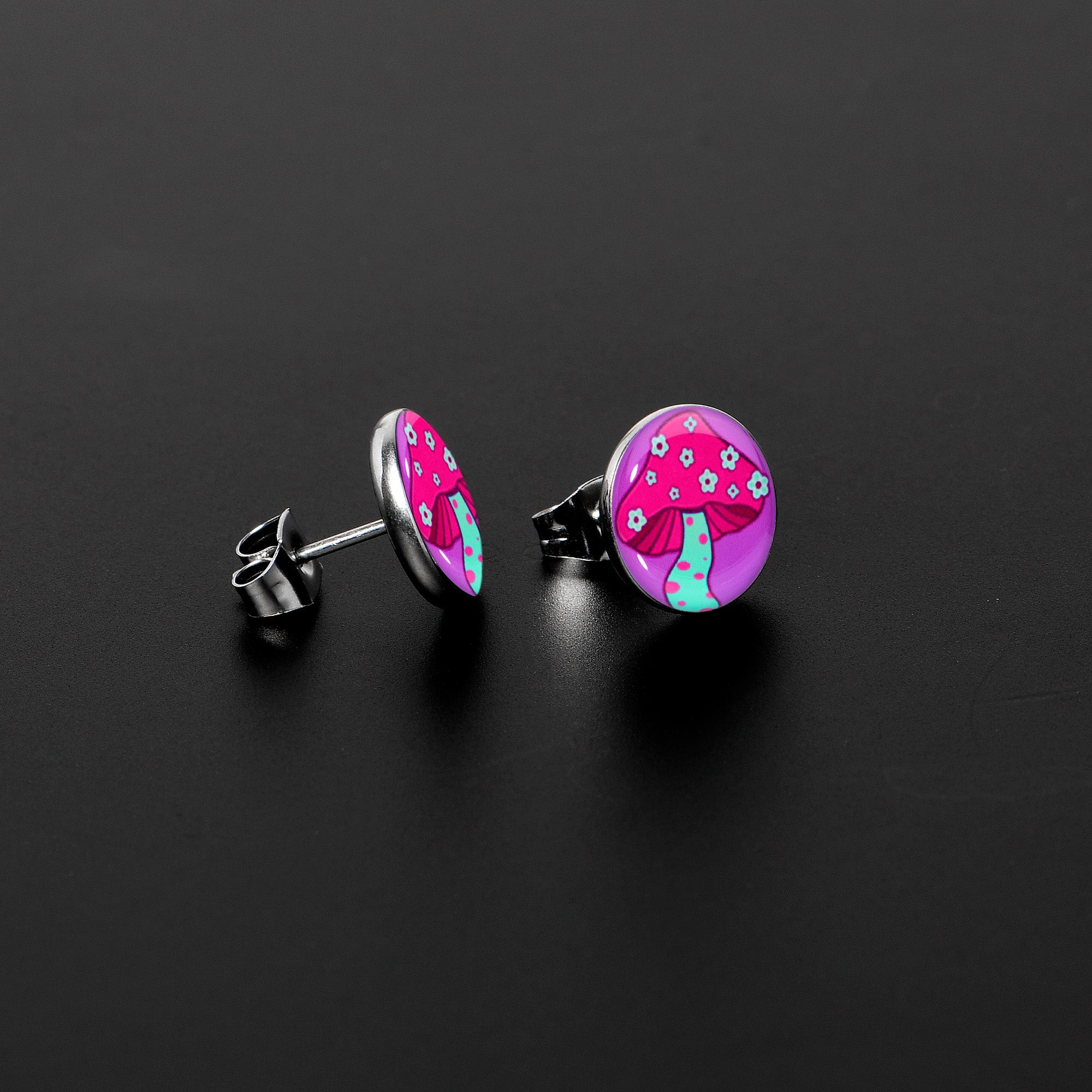 BodyCandy Funky Floral Mushroom Stud Earrings by Onyx O — lifestyle context
