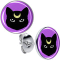 BodyCandy Black Mystic Kitty Cat Stud Earrings by Onyx O — main product shot