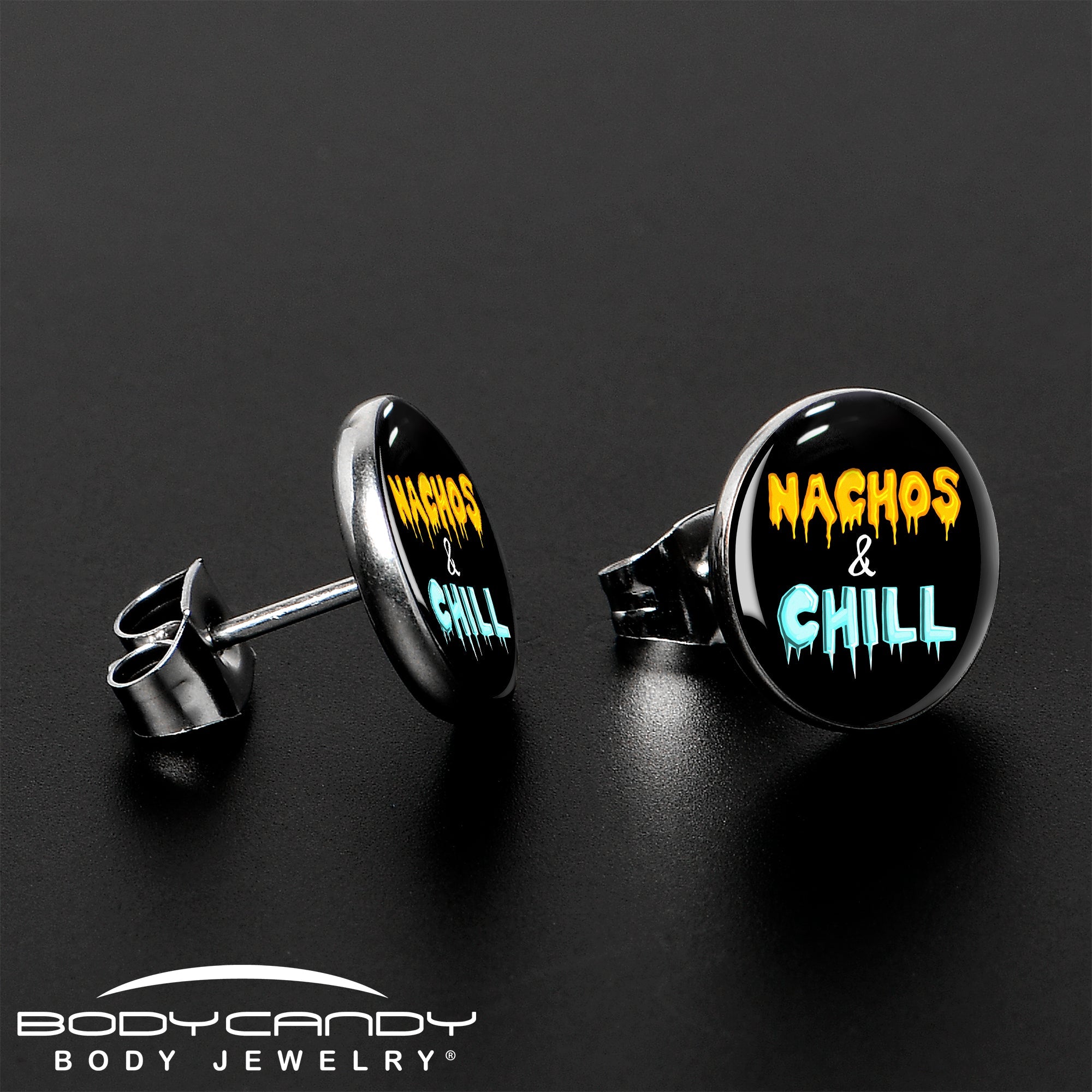 BodyCandy Nachos and Chill Stud Earrings by Onyx O — lifestyle context