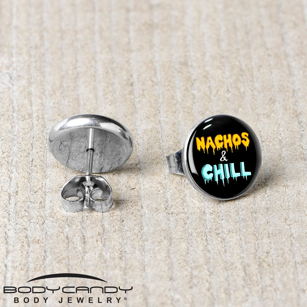 BodyCandy Nachos and Chill Stud Earrings by Onyx O — back view