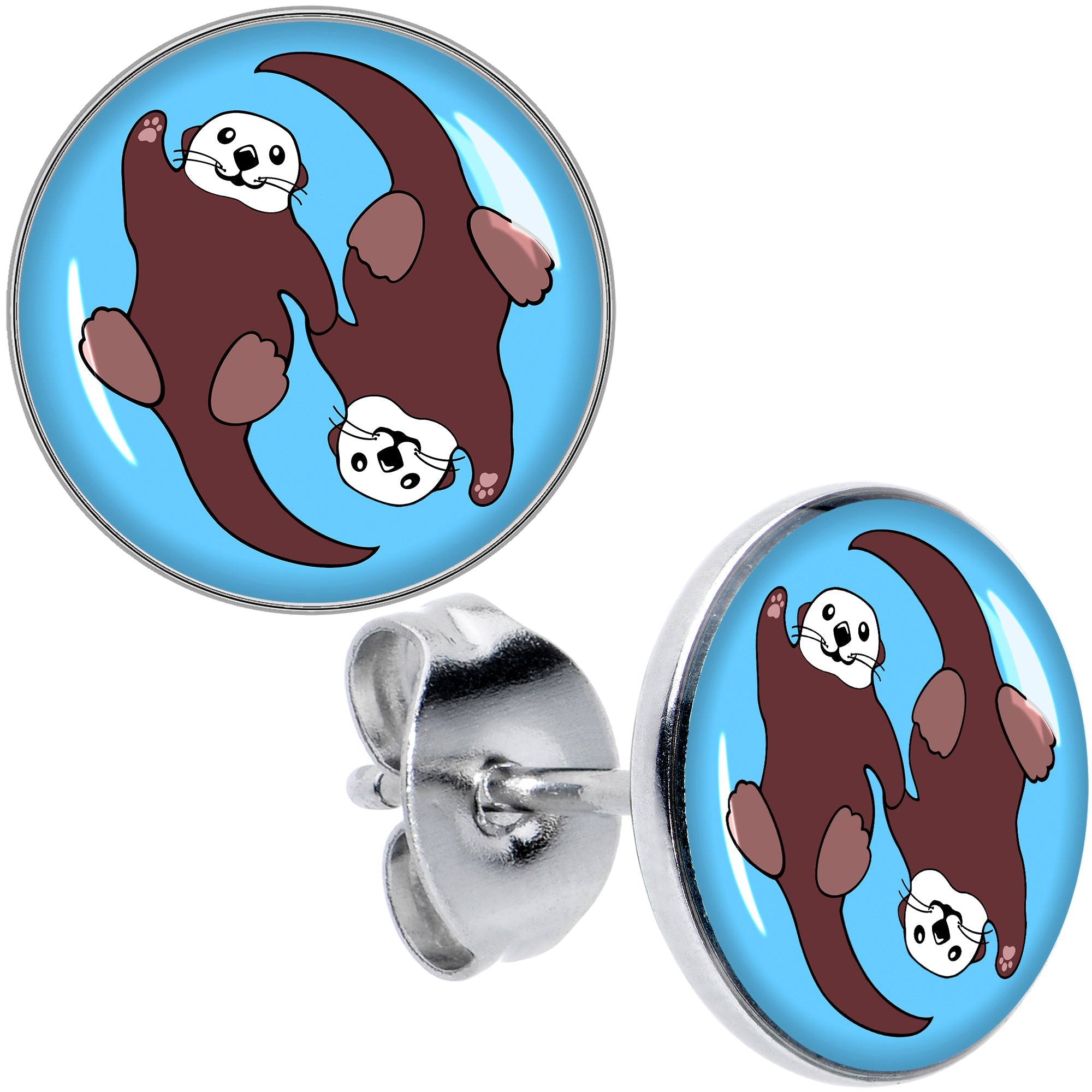 BodyCandy Oh My Otters Animal Stud Earrings by Onyx O — main product shot