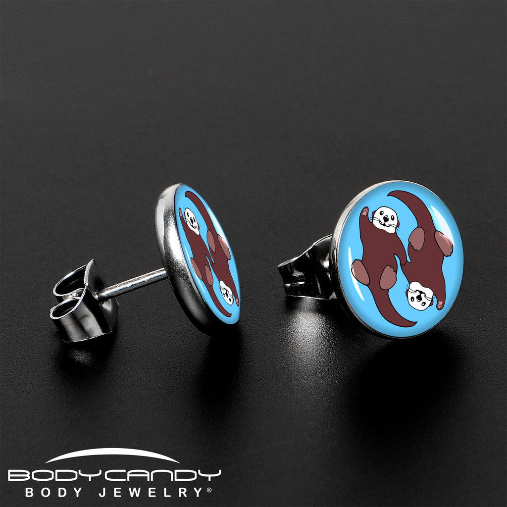 BodyCandy Oh My Otters Animal Stud Earrings by Onyx O — lifestyle context