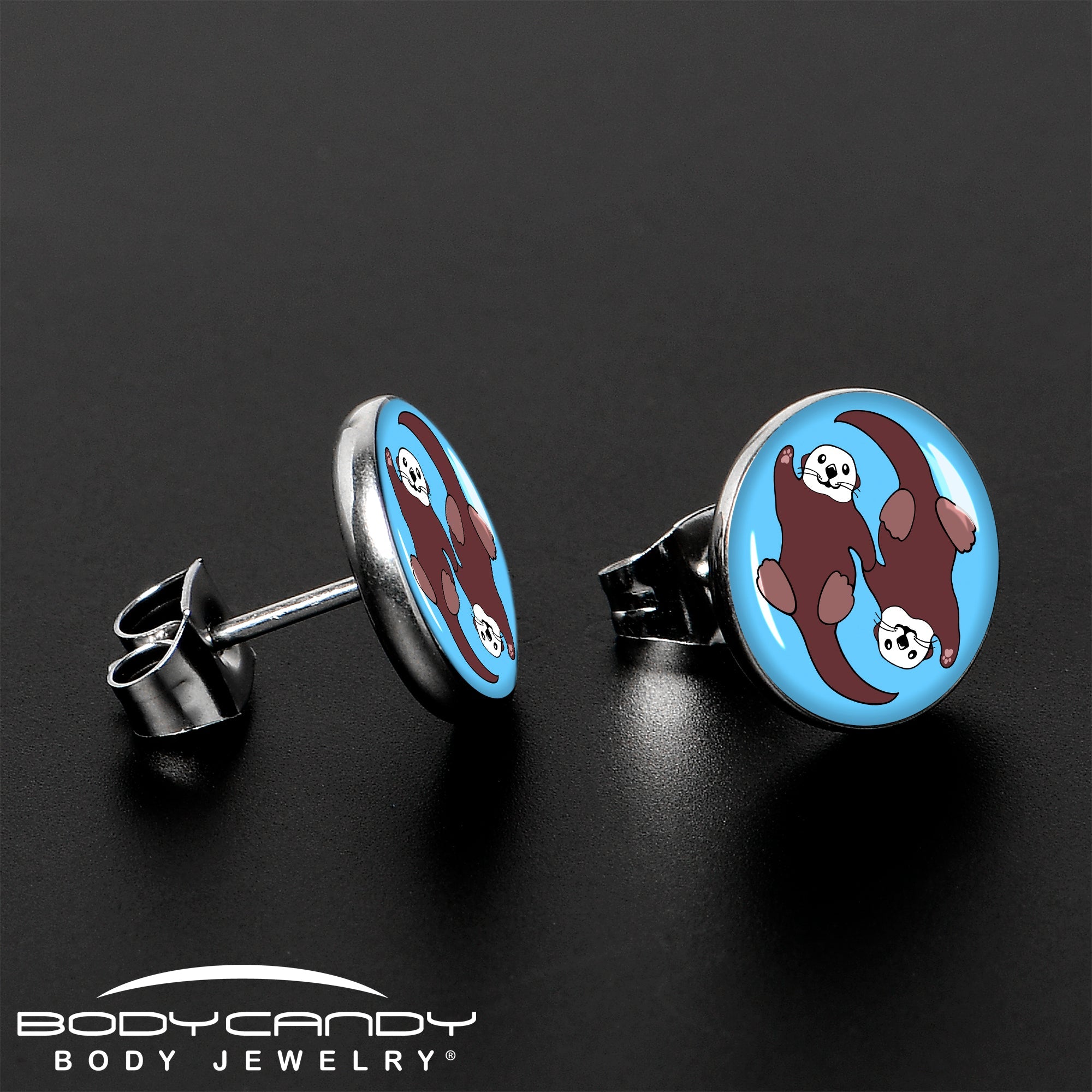 BodyCandy Oh My Otters Animal Stud Earrings by Onyx O — lifestyle context