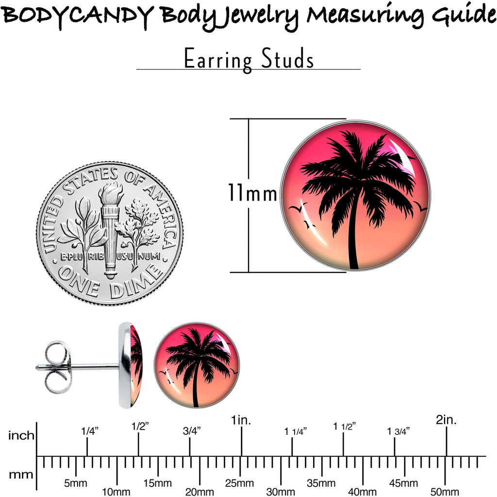 BodyCandy Red Sunset Palm Tree Stud Earrings by Onyx O — alternative angle
