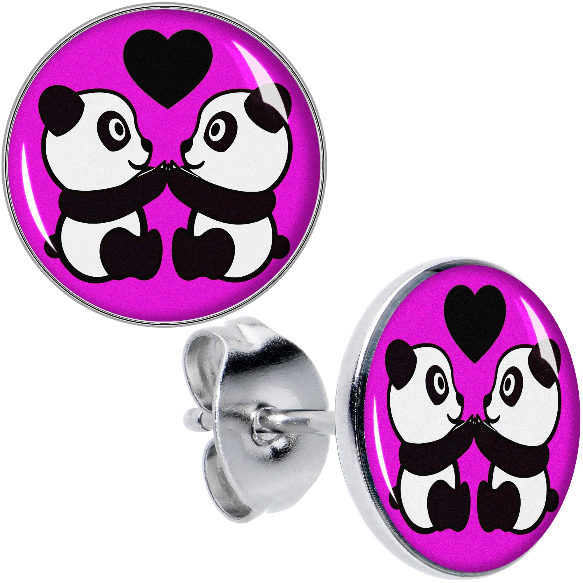 BodyCandy Panda Love Stud Earrings by Onyx O — main product shot