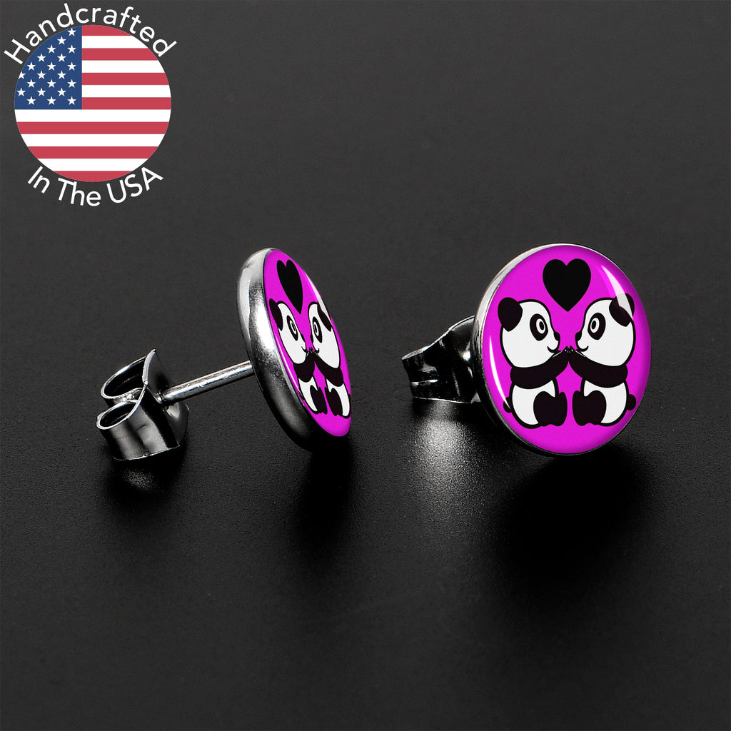 BodyCandy Panda Love Stud Earrings by Onyx O — lifestyle context