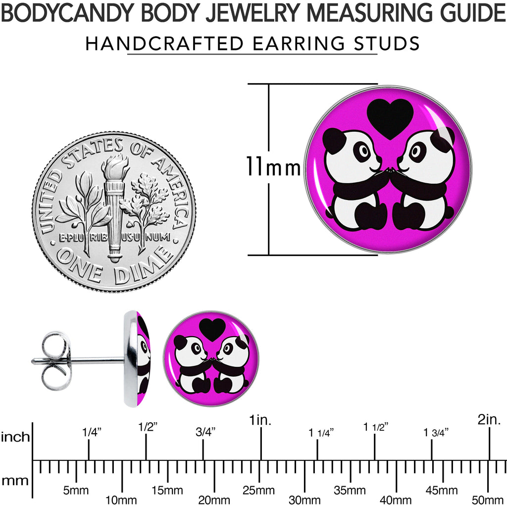 BodyCandy Panda Love Stud Earrings by Onyx O — alternative angle