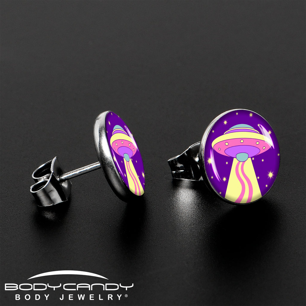 BodyCandy Style Space Invasion UFO Stud Earrings by Onyx O — lifestyle context