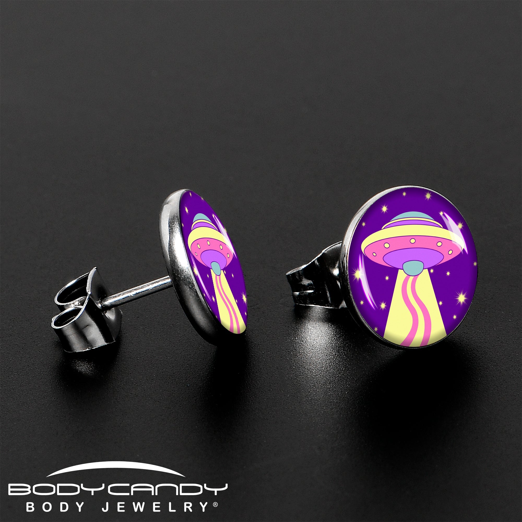 BodyCandy Style Space Invasion UFO Stud Earrings by Onyx O — lifestyle context