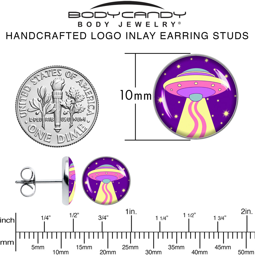 BodyCandy Style Space Invasion UFO Stud Earrings by Onyx O — alternative angle