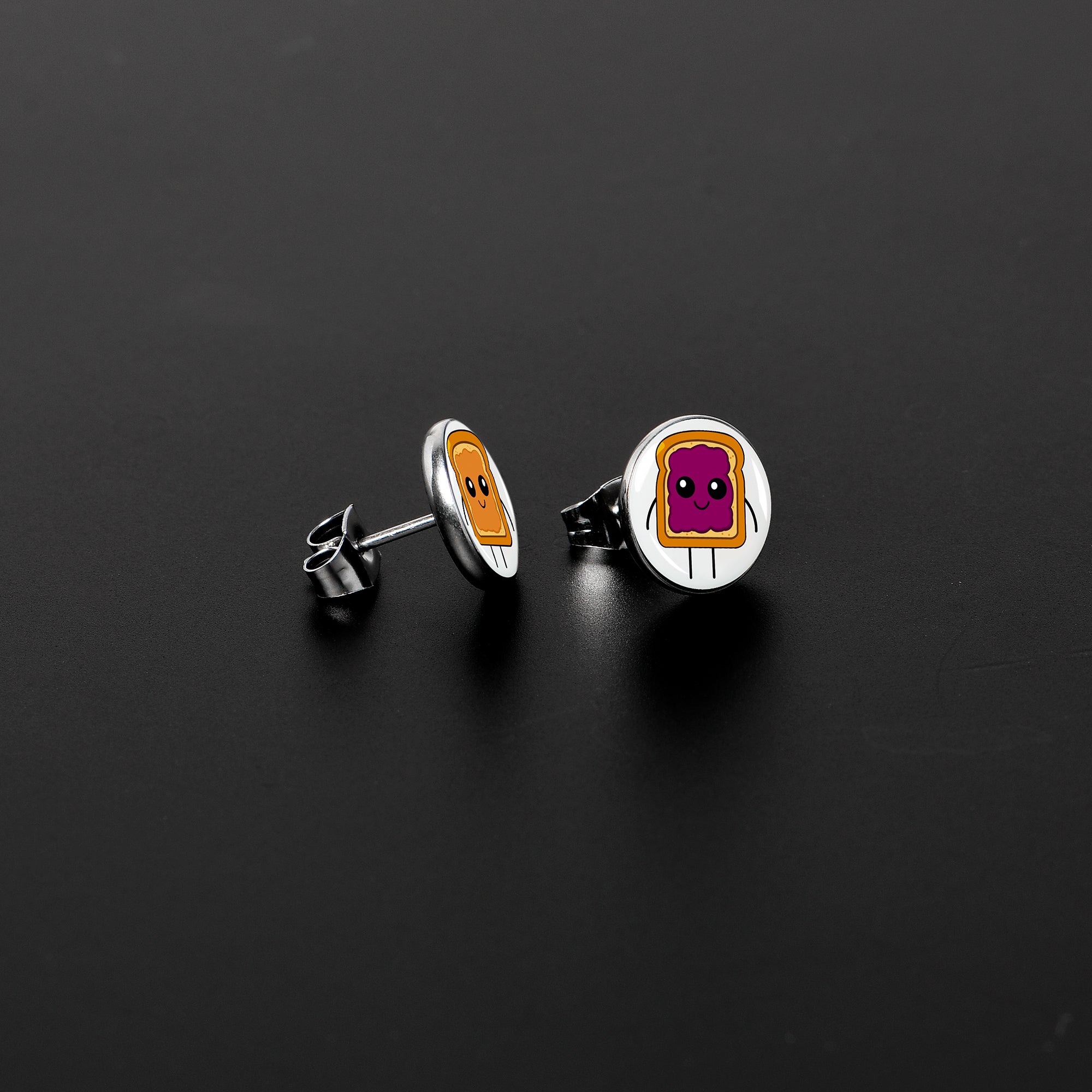 BodyCandy PB and J Peanut Butter and Jelly Sandwich Stud Earrings by Onyx O — lifestyle context
