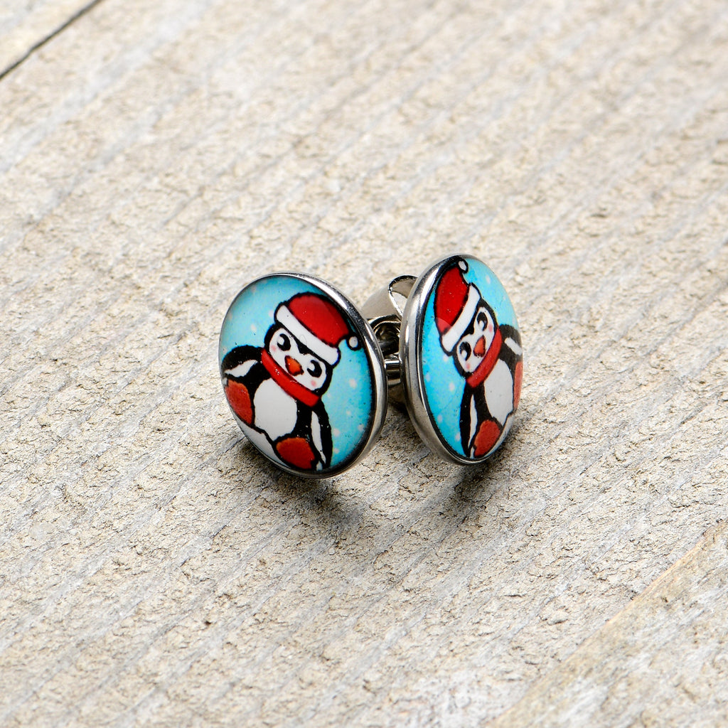 BodyCandy Snowfall Holiday Penguin Stud Earrings by Onyx O — lifestyle context