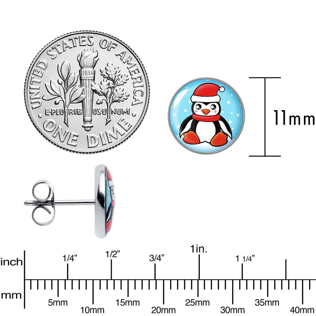 BodyCandy Snowfall Holiday Penguin Stud Earrings by Onyx O — alternative angle