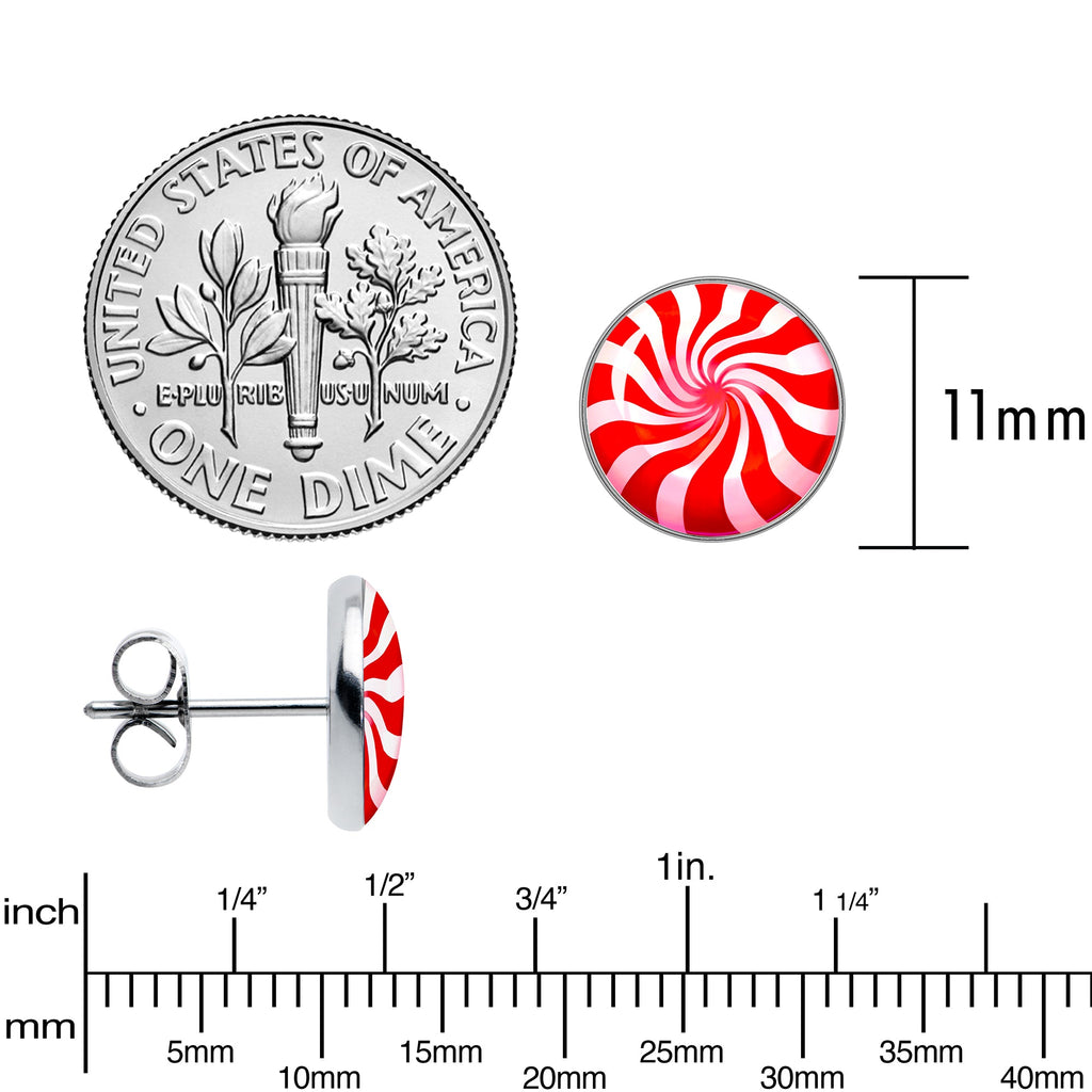 BodyCandy Holiday Peppermint Candy Stud Earrings — alternative angle