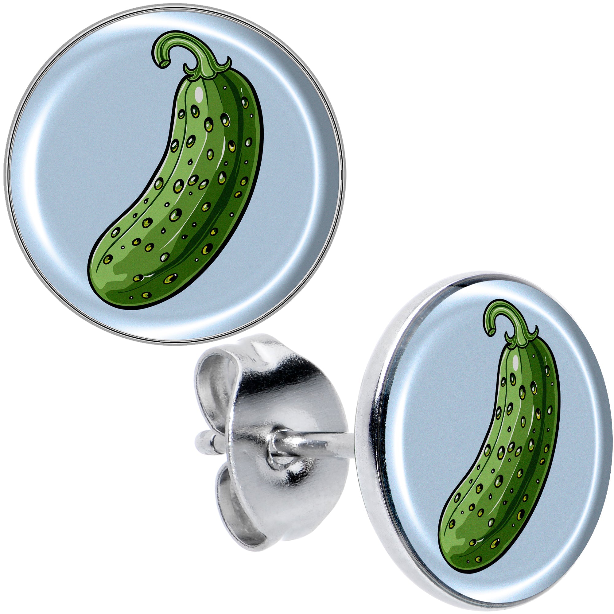 BodyCandy Green Pickle Stud Earrings by Onyx O — main product shot