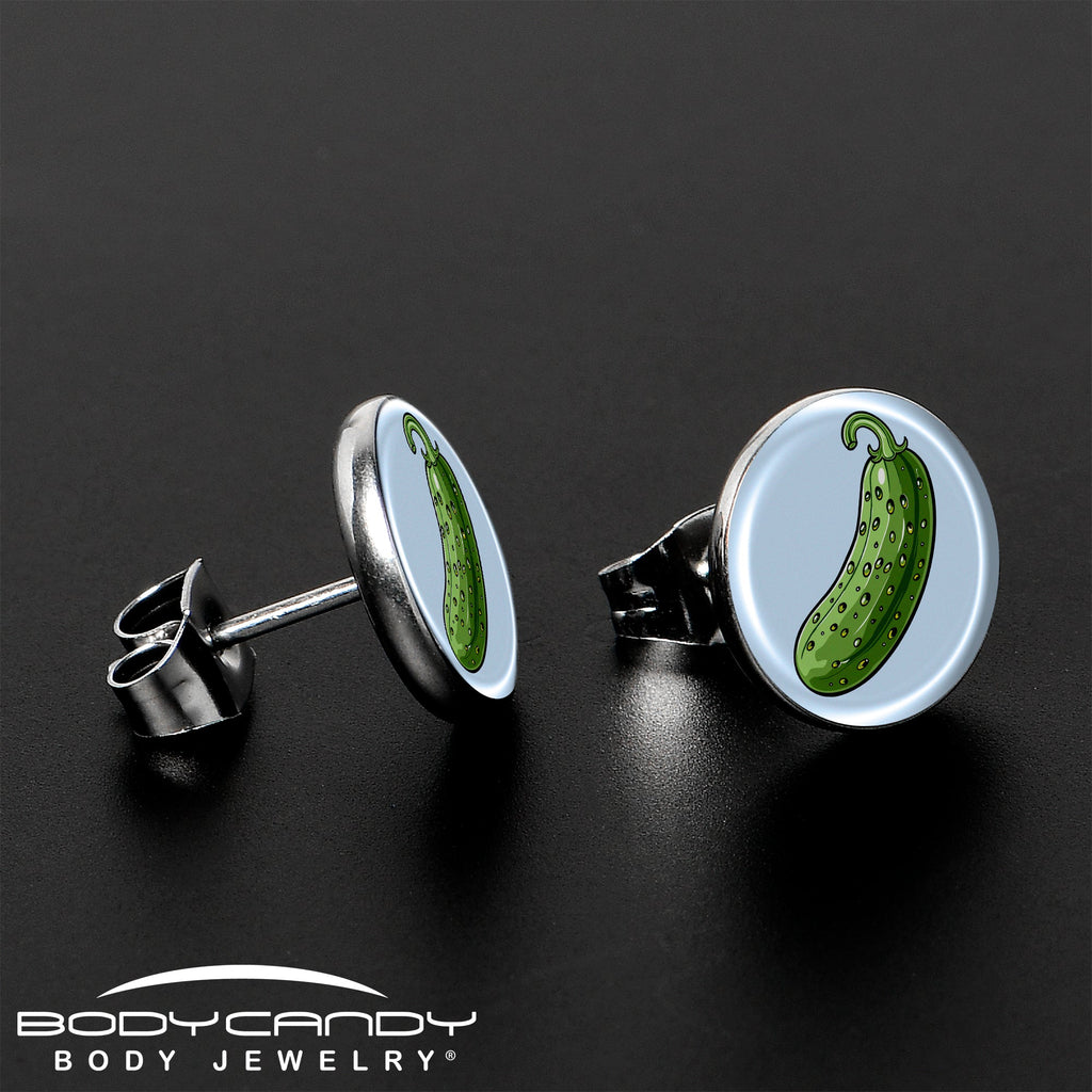 BodyCandy Green Pickle Stud Earrings by Onyx O — lifestyle context