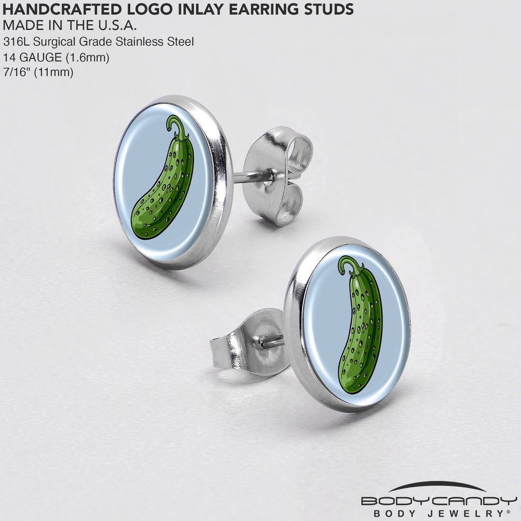 BodyCandy Green Pickle Stud Earrings by Onyx O — in-use photo
